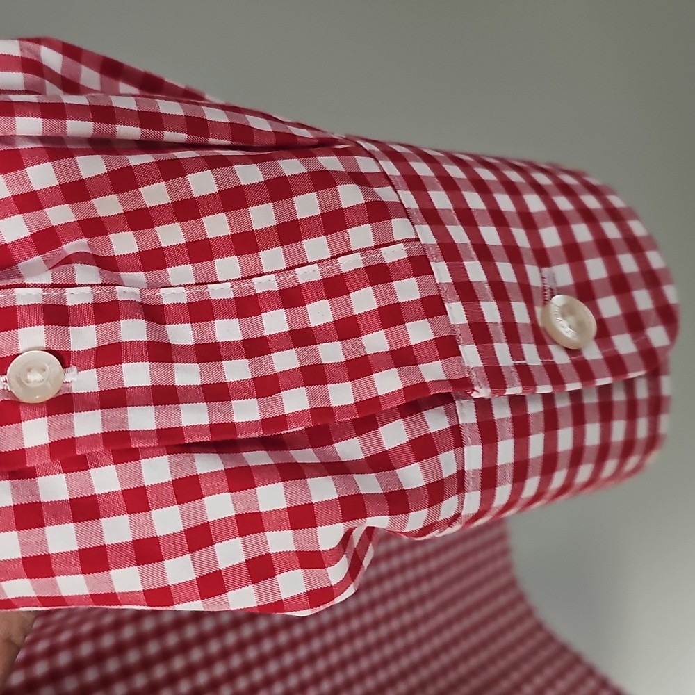 Vineyard Vines Men's Medium Red Check Plaid & Ralph Lauren Peach Button Down - Picture 8 of 16